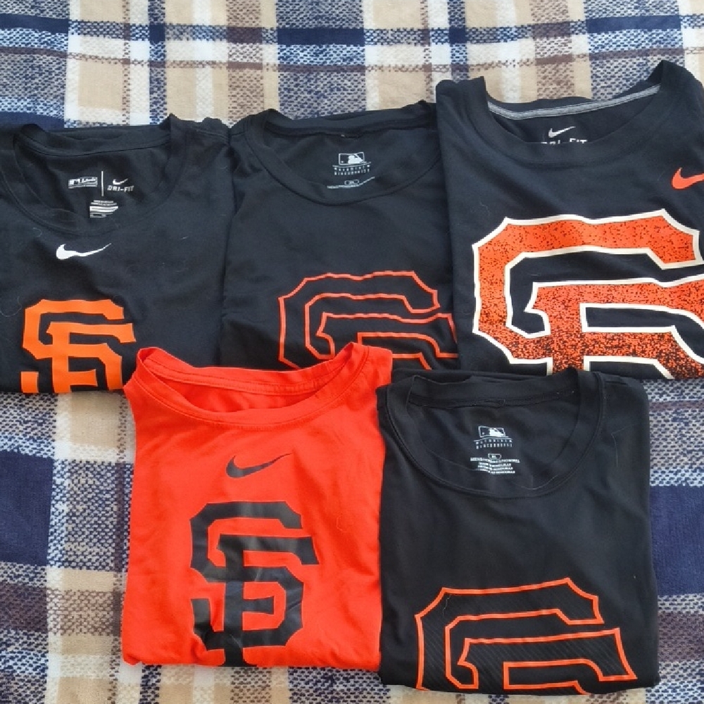 Nike Black and Orange Graphic Tees